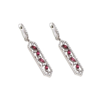گوشواره با سنگ گارنت رودولایت کد GD03003376