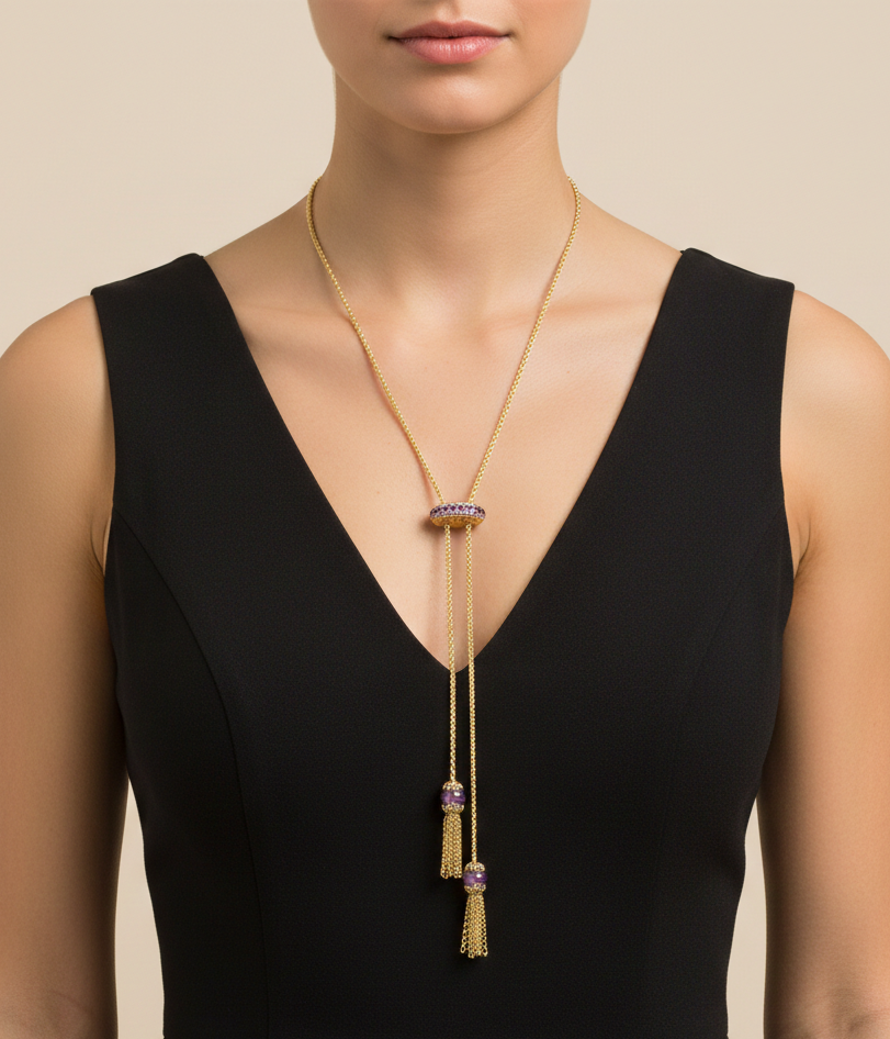 گردنبند طلا نگین دار رولباسی