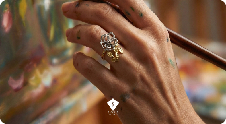 انگشتر طلا طرح گل