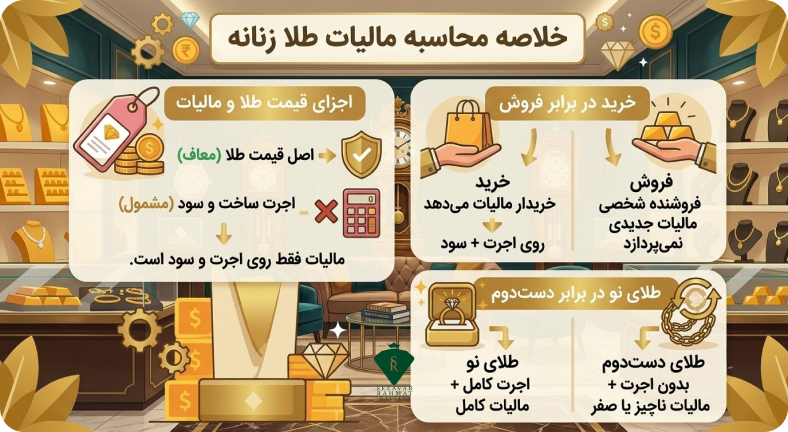 خلاصه ای از محاسبه مالیات طلا