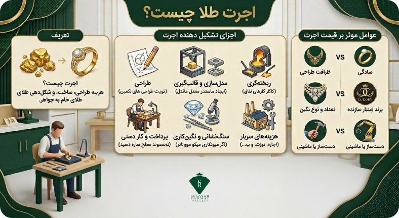اینفوگرافی مربوط به اجرت طلا