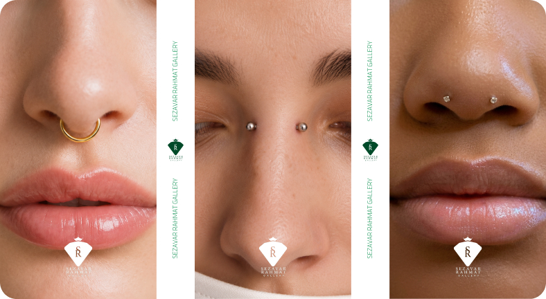 پیرسینگ سپتوم (Septum) و Austin Bar بینی و بریج بینی (Bridge)