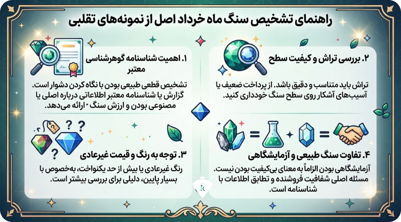 راهنمای تشخیص سنگ ماه خرداد اصل از نمونههای تقلبی