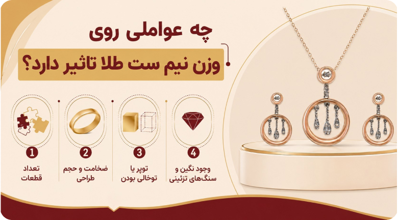 وزن نیم ست طلا به چه عواملی بستگی دارد؟