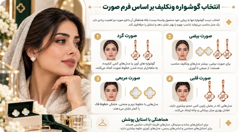 انتخاب گوشواره ونکلیف بر اساس فرم صورت