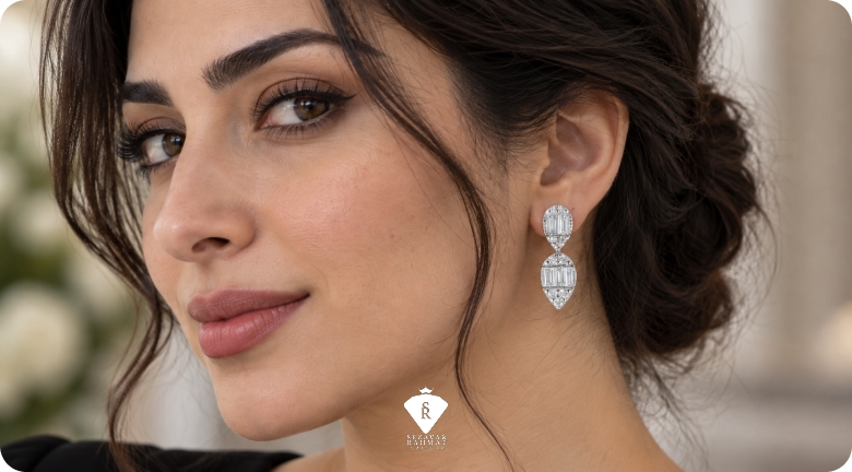 گوشواره آویز کوتاه و پهن